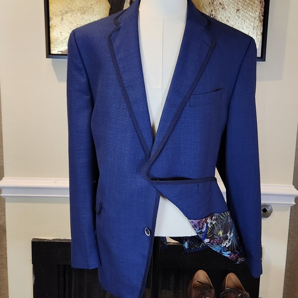 TALLIA Other - TALLIA Royal Men's Blue Blazer with Patterned Lining Size 48L